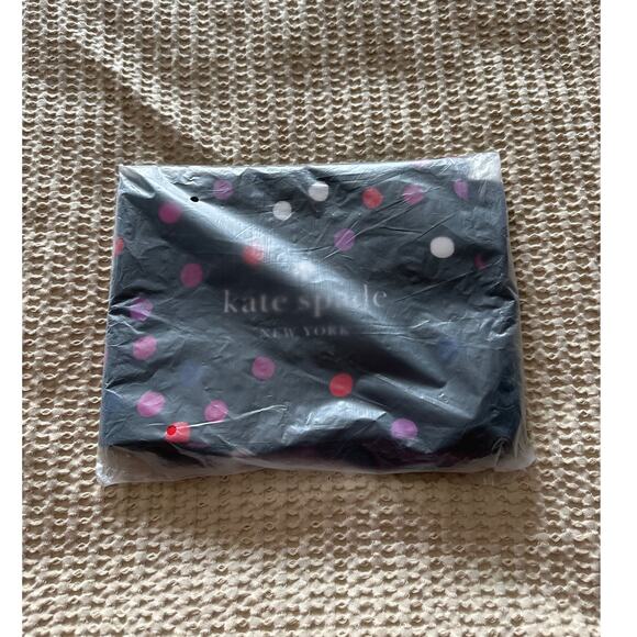 NEW Kate Spade Black Fabric Tote Confetti Polka Dots - Picture 4 of 4